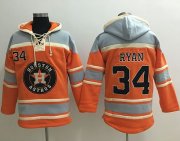 Wholesale Cheap Astros #34 Nolan Ryan Orange Sawyer Hooded Sweatshirt MLB Hoodie