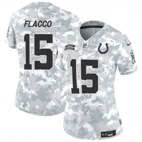 Cheap Women\'s Indianapolis Colts #15 Joe Flacco 2024 F.U.S.E Arctic Camo Salute To Service Limited Stitched Jersey(Run Small)