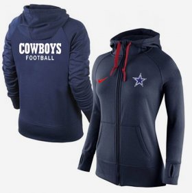 Wholesale Cheap Women\'s Nike Dallas Cowboys Full-Zip Performance Hoodie Dark Blue