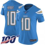 Wholesale Cheap Nike Chargers #10 Justin Herbert Electric Blue Alternate Women's Stitched NFL 100th Season Vapor Untouchable Limited Jersey