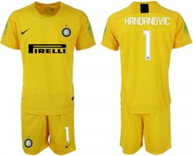 Wholesale Cheap Inter Milan #1 Handanovic Yellow Goalkeeper Soccer Club Jersey