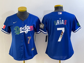 Wholesale Cheap Women\'s Los Angeles Dodgers #7 Julio Urias Blue 2020 World Series Cool Base Nike Jersey5