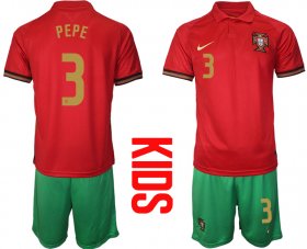 Wholesale Cheap 2021 European Cup Portugal home Youth 3 style 2 soccer jerseys