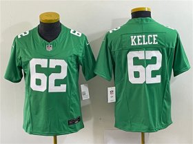 Wholesale Cheap Youth Philadelphia Eagles #62 Jason Kelce Green 2023 F.U.S.E. Football Stitched Jersey