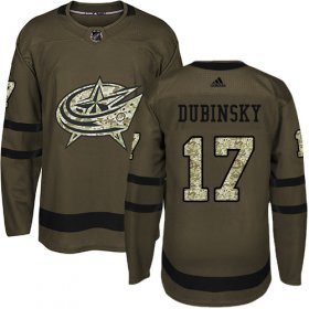 Wholesale Cheap Adidas Blue Jackets #17 Brandon Dubinsky Green Salute to Service Stitched Youth NHL Jersey