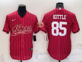 Wholesale Cheap Men\'s San Francisco 49ers #85 George Kittle Red With Patch Cool Base Stitched Baseball Jersey