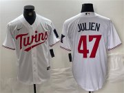 Cheap Men's Minnesota Twins #47 Edouard Julien White Cool Base Stitched Jerseys