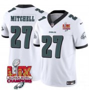 Cheap Men's Philadelphia Eagles #27 Quinyon Mitchell White 2025 Eagles Logo Super Bowl LIX Patch New F.U.S.E. Vapor Limited Football Stitched Jersey