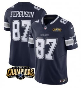 Cheap Men\'s Dallas Cowboys #87 Jake Ferguson Navy 2023 F.U.S.E. NFC East Champions Patch Football Stitched Jersey