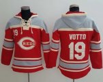 Wholesale Cheap Reds #19 Joey Votto Red Sawyer Hooded Sweatshirt MLB Hoodie