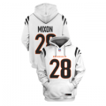 Wholesale Cheap Men's Cincinnati Bengals #28 Joe Mixon White 2021 Pullover Hoodie