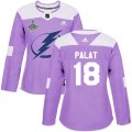 Cheap Adidas Lightning #18 Ondrej Palat Purple Authentic Fights Cancer Women's 2020 Stanley Cup Champions Stitched NHL Jersey