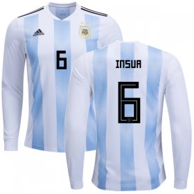 Wholesale Cheap Argentina #6 Insua Home Long Sleeves Kid Soccer Country Jersey