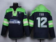 Wholesale Cheap Nike Seahawks #12 Fan Navy Blue Player Pullover Hoodie