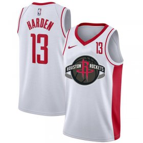 Wholesale Cheap Rockets 13 James Harden White Nike City Edition Number Swingman Jersey