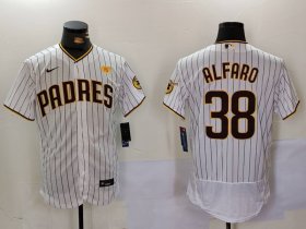 Cheap Men\'s San Diego Padres #38 Jorge Alfaro White With PS Patch Stitched Flex Base Jersey