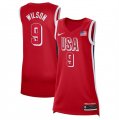 Cheap Women's USA Basketball #9 A'ja Wilson Red 2024 Swingman Stitched Jersey