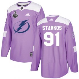 Wholesale Cheap Adidas Lightning #91 Steven Stamkos Purple Authentic Fights Cancer 2020 Stanley Cup Final Stitched NHL Jersey