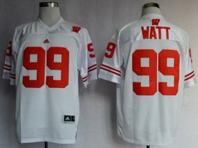 Wholesale Cheap Men\'s Wisconsin Badgers #99 J.J. Watt White College Football Adidas Jersey