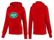 Wholesale Cheap Women's New York Jets Logo Pullover Hoodie Red