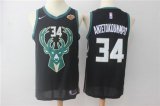 Wholesale Cheap Men's Milwaukee Bucks #34 Giannis Antetokounmpo Black 2017-2018 Nike Swingman Stitched NBA Jersey