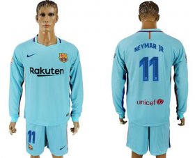 Wholesale Cheap Barcelona #11 Neymar Jr Away Long Sleeves Soccer Club Jersey