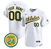 Cheap Men's Oakland Athletics Active Player Custom White Rickey Henderson Patch Vapor Premier Limited Stitched Baseball Jersey