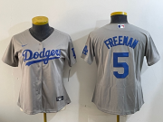 Cheap Women's Los Angeles Dodgers #5 Freddie Freeman Grey Cool Base Stitched Jersey