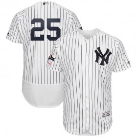 Wholesale Cheap New York Yankees #25 Gleyber Torres Majestic 2019 Postseason Authentic Flex Base Player Jersey White Navy