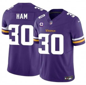 Cheap Men\'s Minnesota Vikings #30 C.J. Ham Purple 2024 F.U.S.E. With 4-Star C Patch Vapor Untouchable Limited Stitched Jersey