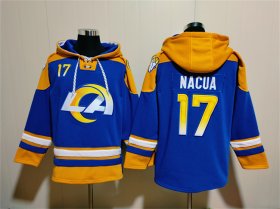 Men\'s Los Angeles Rams #17 Puka Nacua Blue Ageless Must-Have Lace-Up Pullover Hoodie