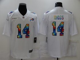 Wholesale Cheap Men\'s Buffalo Bills #14 Stefon Diggs Multi Color White 2020 NFL Crucial Catch Vapor Untouchable Nike Limited Jersey