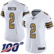 Wholesale Cheap Nike Saints #2 Jameis Winston White Women's Stitched NFL Limited Rush 100th Season Jersey