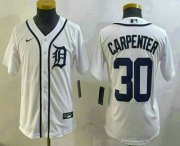 Cheap Youth Detroit Tigers #30 Kerry Carpenter White Cool Base Stitched Jersey