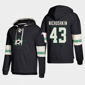 Wholesale Cheap Dallas Stars #43 Valeri Nichushkin Black adidas Lace-Up Pullover Hoodie