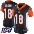 Wholesale Cheap Nike Bengals #18 A.J. Green Black Team Color Women's Stitched NFL 100th Season Vapor Limited Jersey