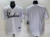 Wholesale Cheap Men's New York Yankees Blank White Pinstripe Fashion Cool Base Jersey