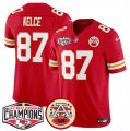 Cheap Men's Kansas City Chiefs #87 Travis Kelce Red F.U.S.E. 2024 AFC West Division Champions Vapor Limited Stitched Football Jersey