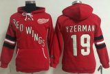 Wholesale Cheap Detroit Red Wings #19 Steve Yzerman Red Women's Old Time Heidi NHL Hoodie