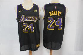 Wholesale Cheap Men\'s Los Angeles Lakers #24 Kobe Bryant Black Nike Swingman 2021 Earned Edition Stitched Jersey With NEW Sponsor Logo