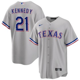 Cheap Men\'s Texas Rangers #21 Ian Kennedy Gray Cool Base Stitched Baseball Jersey