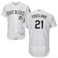 Wholesale Cheap Rockies #21 Kyle Freeland White Strip Flexbase Authentic Collection Stitched MLB Jersey