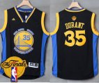 Wholesale Cheap Men's Warriors #35 Kevin Durant Black Blue 2017 The Finals Patch Stitched NBA Jersey