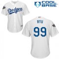 Wholesale Cheap Dodgers #99 Hyun-Jin Ryu White Cool Base 2018 World Series Stitched Youth MLB Jersey