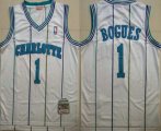 Wholesale Cheap Men's Charlotte Hornets #1 Muggsy Bogues 1992-93 White Hardwood Classics Soul Swingman Throwback Jersey