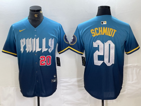 Cheap Men\'s Philadelphia Phillies #20 Mike Schmidt Blue 2024 City Cool Base Jerseys