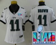 Cheap Women's Philadelphia Eagles #11 AJ Brown Limited White Super Bowl LVII Vapor Jersey