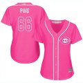 Wholesale Cheap Reds #66 Yasiel Puig Pink Fashion Women's Stitched MLB Jersey