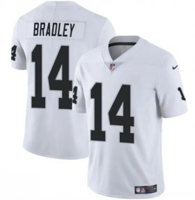 Cheap Men\'s Las Vegas Raiders #14 Carter Bradley White 2024 Vapor Football Stitched Jersey