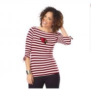 Wholesale Cheap Arizona Cardinals Lady Striped Boatneck Three-Quarter Sleeve T-Shirt